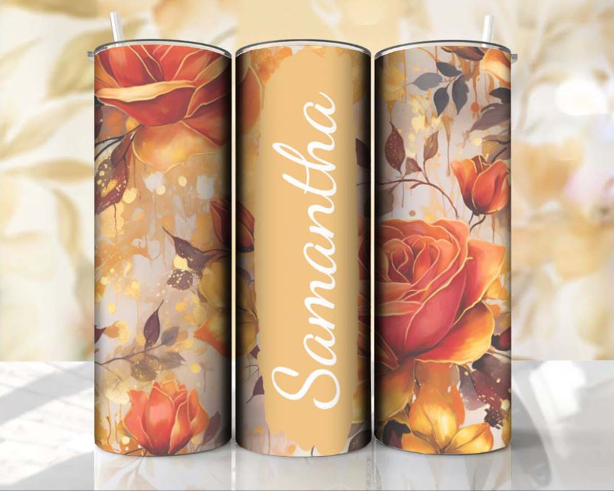 Floral 20 oz Tumbler with Straw 2