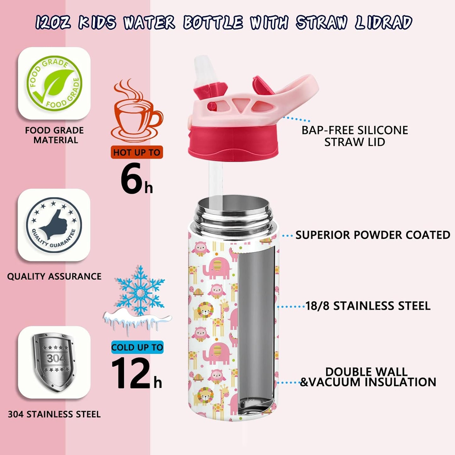 Customizable Kids Tumbler 12oz Sippy Cup with Handle and Spill Proof Lid