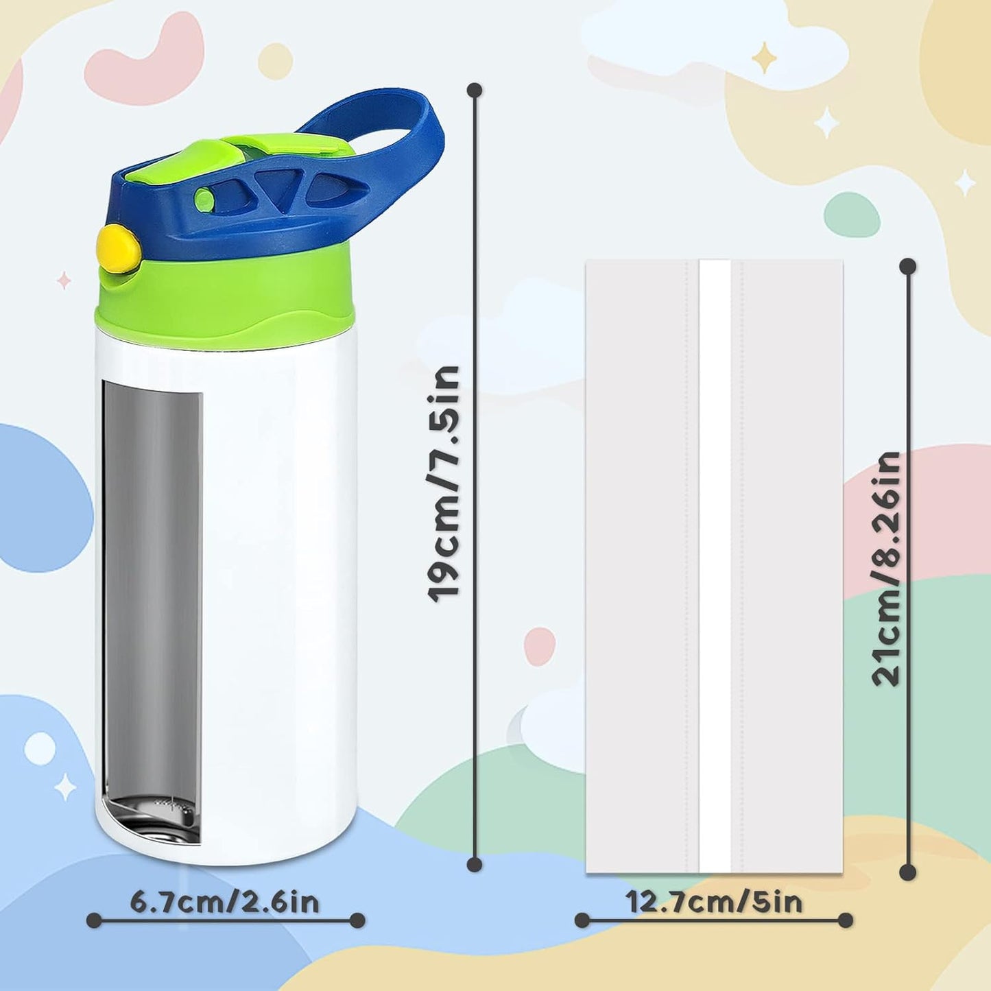 Customizable Kids Tumbler 12oz Sippy Cup with Handle and Spill Proof Lid