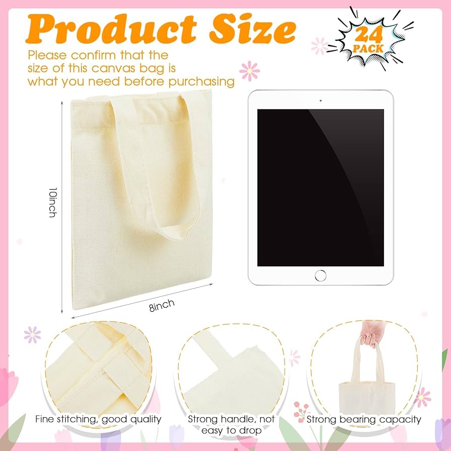 Customizable 8x10 Inch Canvas Tote for Grocery, Party, or Event