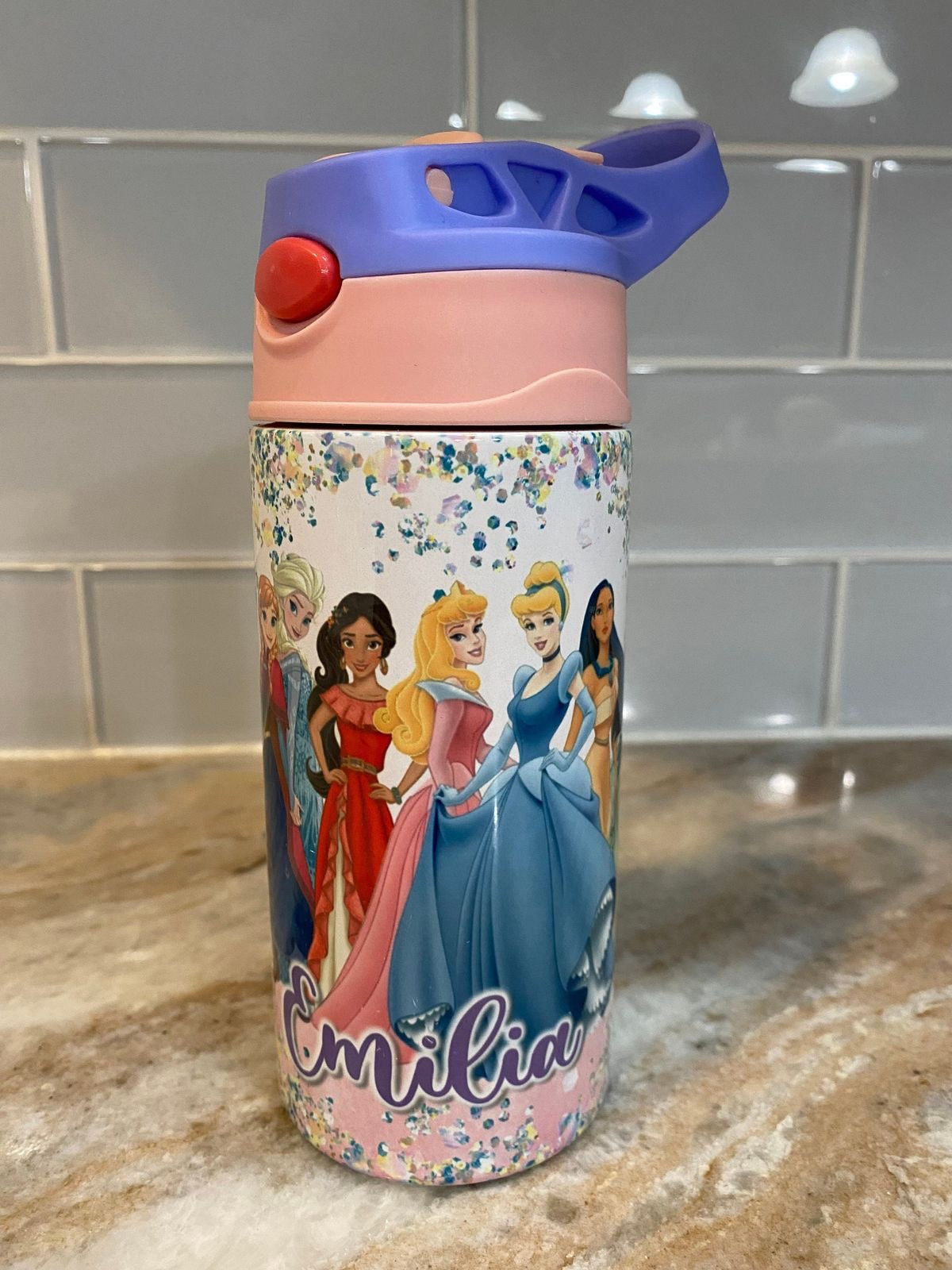 Customizable Kids Tumbler 12oz Sippy Cup with Handle and Spill Proof Lid