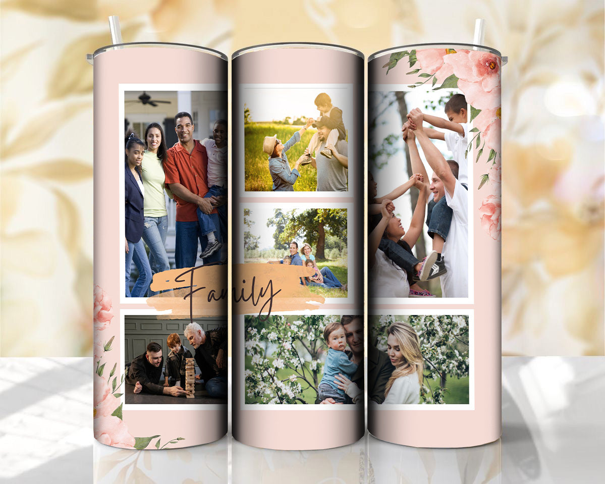 Add Your Own Photos - Family Tumbler With Roses