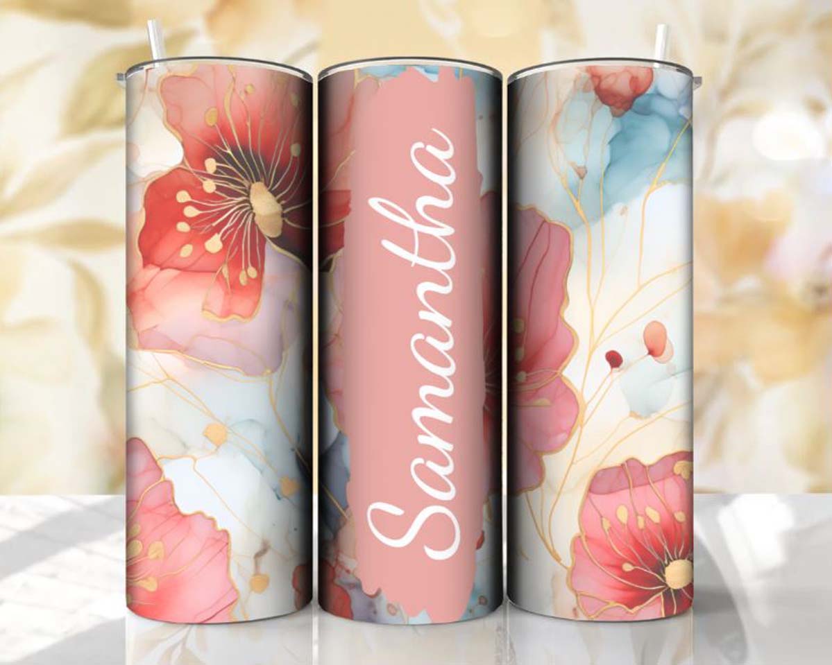 Floral 20 oz Tumbler with Straw