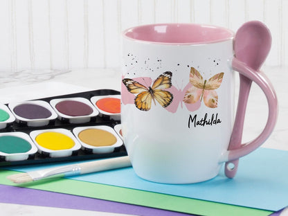 Customizable Sublimation Mug with Handle & Spoon - Blank 11oz Ceramic Cup